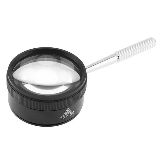 35X Handheld Magnifier Metal Optical Glass with Detachable Handle
