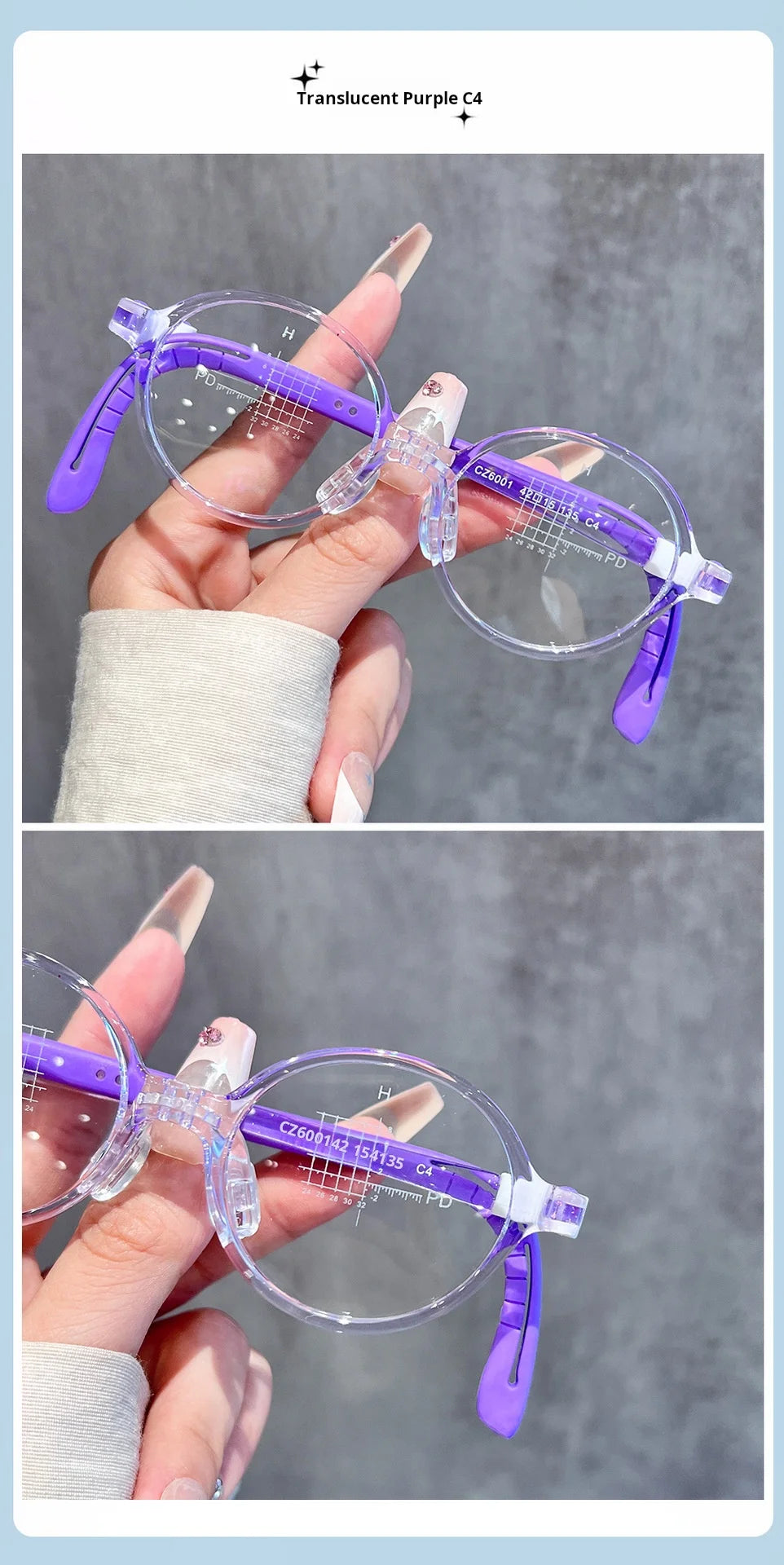 Retro Round Lightweight Flexible Plastic Eyeglasses Frames