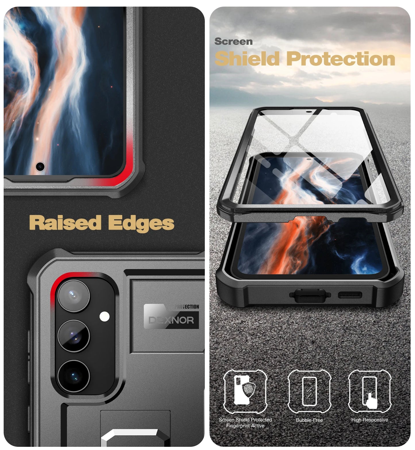 For Samsung Galaxy S23 FE 360 Full Body Bumper Military Grade Armor Shockproof Shell Case Bracket with Built in Screen Protector