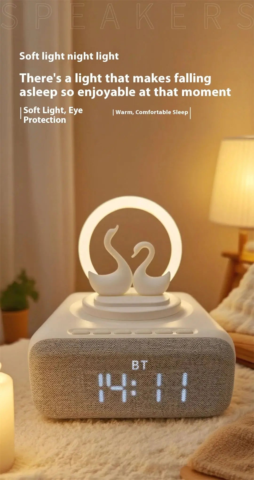Wireless Bluetooth 5.0 Speaker Multi functional Mobile Wireless Charging Creative Swan Night Light Bluetooth Audio Player