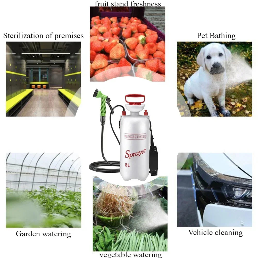 Portable Manual Camping Shower Sprayer 4L 5L 8L with 3m Hose