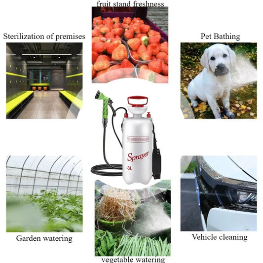 Portable Manual Camping Shower Sprayer 4L 5L 8L with 3m Hose