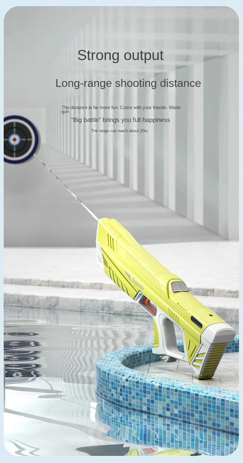 Full Automatic Electric Water Gun 43cm Portable Rechargeable Water Blaster for Outdoor Activities