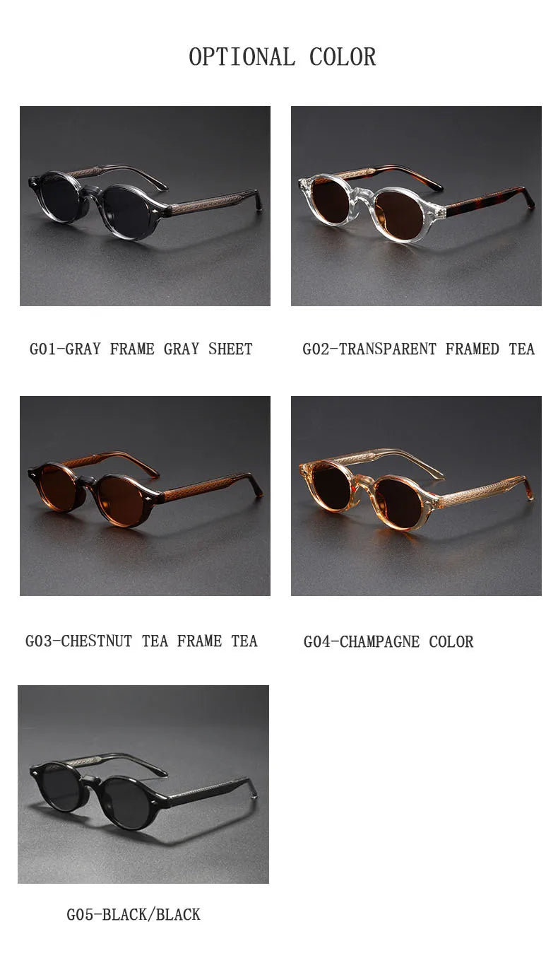 Vintage Oval Acetate Sunglasses With UV400 Protection