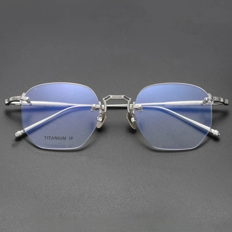 Luxury Lightweight Titanium Rimless Polygonal Eyeglasses Frames