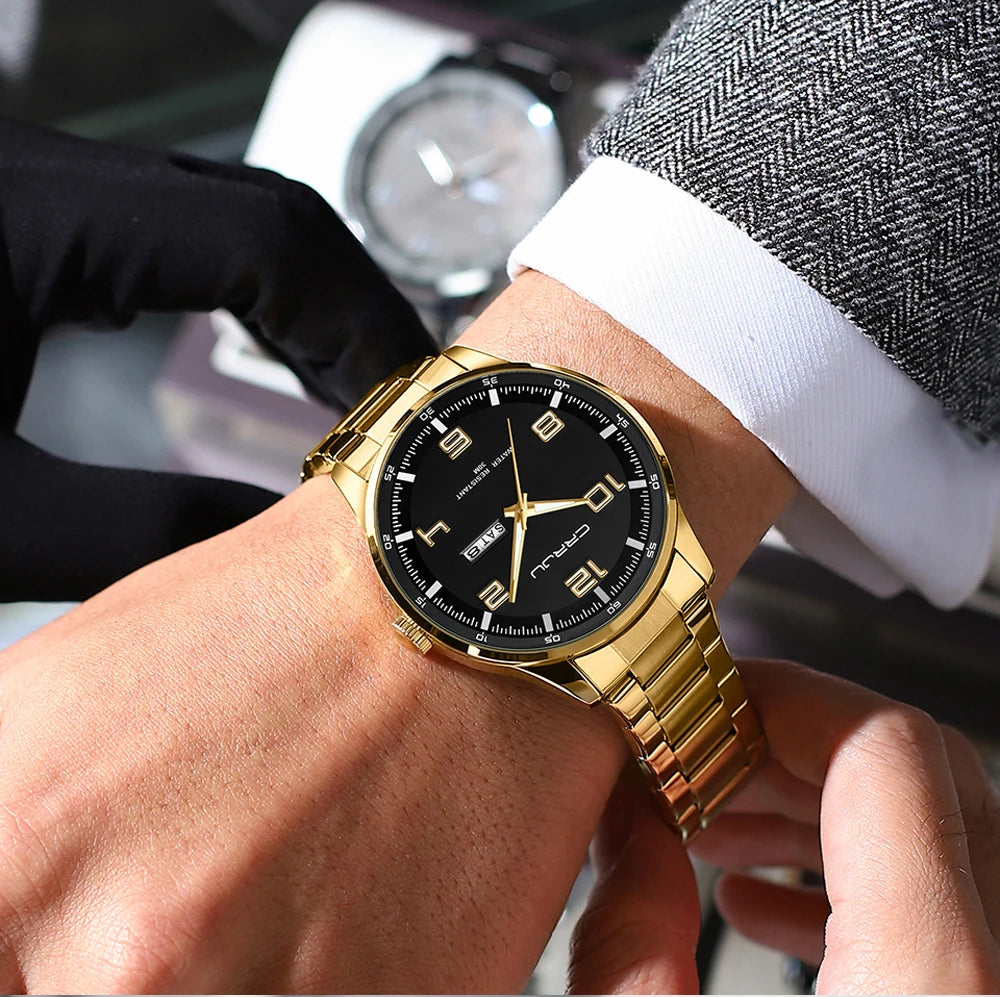 Men Luxury Watches Stainless Steel Quartz Auto Date Clock with Luminous Hands Relogio Masculino