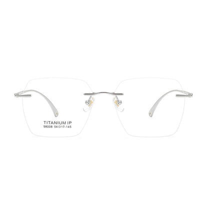 Ultra-light Fashion Polygonal Luxury Myopia Eyewear Men Retro Pure Titanium Optical Prescription Rimless Glasses WomEe