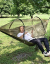 Portable Outdoor Camping Hammock with Mosquito Net and Canopy High Strength Parachute- Fabric Hanging Bed Hunting Sleeping Swing