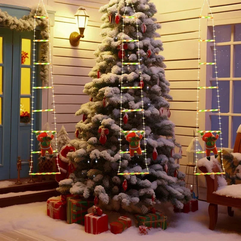 Christmas Decoration LED Ladder Light Strip Climbing Santa Claus Outdoor 8 Modes Christmas Tree For Home Window Christmas Decor