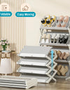 Foldable Shoe Rack Narrow Shoe Organizer Adjustable Shoe Shelf Space Saving Simple Installation-Free Standing Shoe Rack