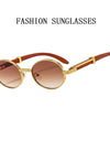 Oval Sunglasses Trendy Designer Wooden Sunglasses Men Luxury Fashion Glasses Vintage
