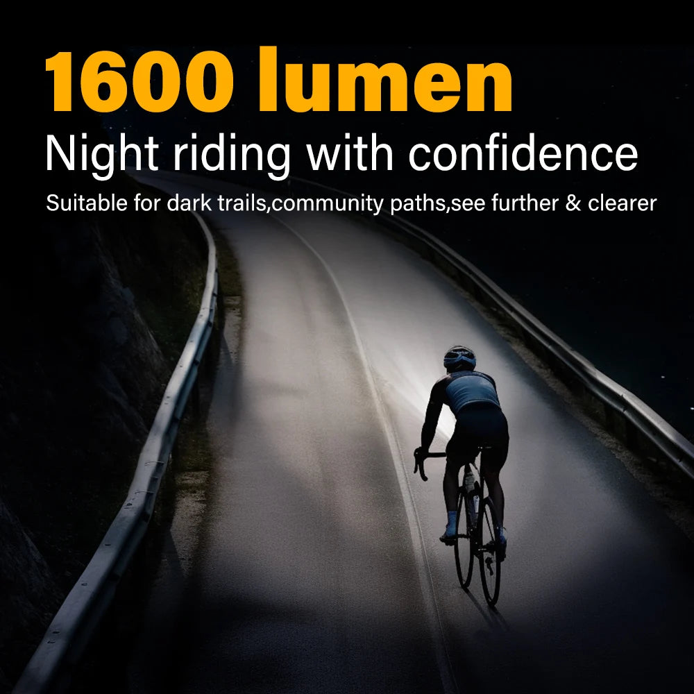 1600LM Bike Light Front Lamp Type-C Rechargeable LED 21700 5000mAh Bicycle Light Waterproof Headlight Bike Accessories