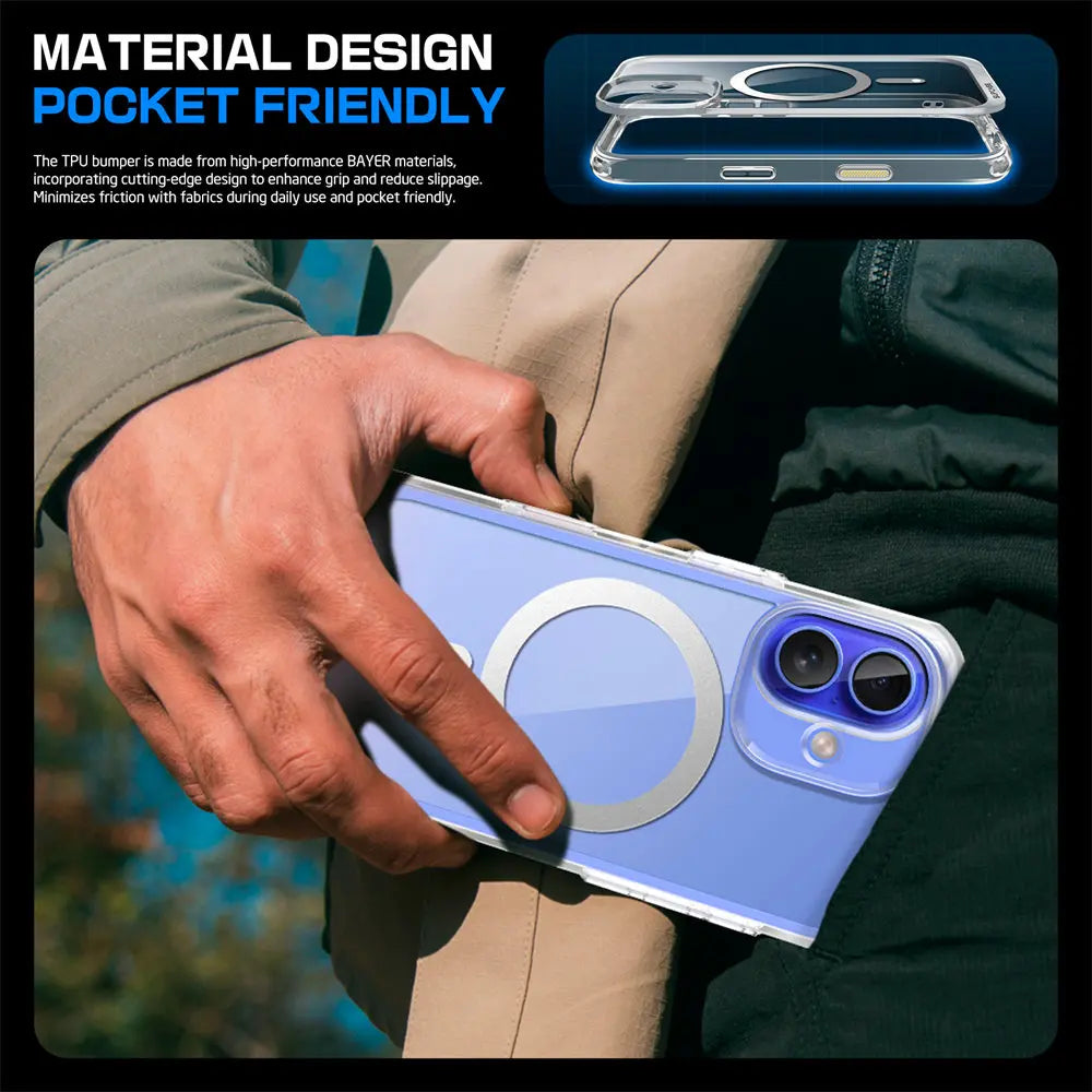 For iPhone 16 Plus Case with Camera Control Capture Button UB Mag Slim Clear Shockproof  MagSafe Phone Case