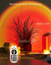 Sunset Light Remote Control Projector Light Portable LED 16 Colours Rainbow Lamp Living Room Coffee Shop Romantic Decoration