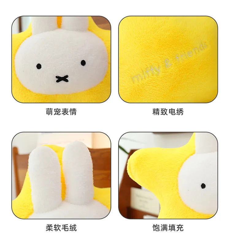 New Kawaii Miffy Stuffed Doll Miffy Star Pillow Plush Toy for Kids Anime Birthday Gift Soft Cuddly Sleeping Buddy for Girls