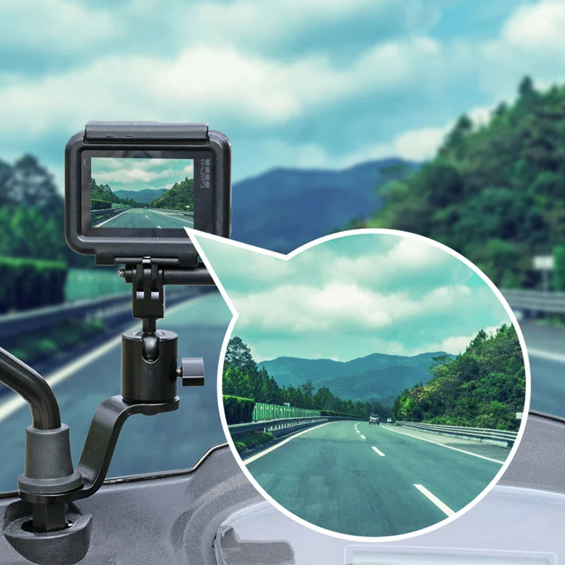 Motorcycle Rearview Mirror Action Camera Mount 360 Degree Adjustable Aluminum Alloy Rotating Bracket for Sports Cameras