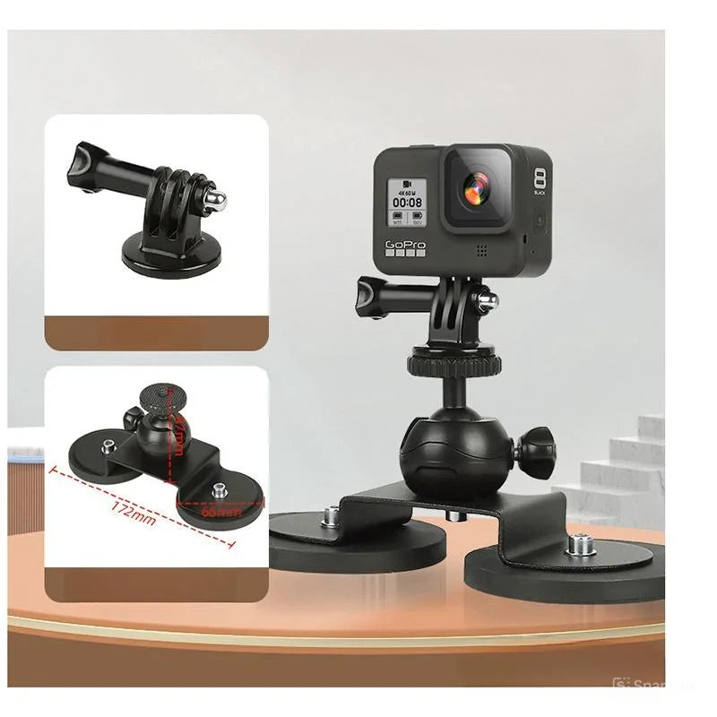 Magnetic Car Mount Stand Action Camera Holder Vacuum Suction Alloy 360 Degree Rotation