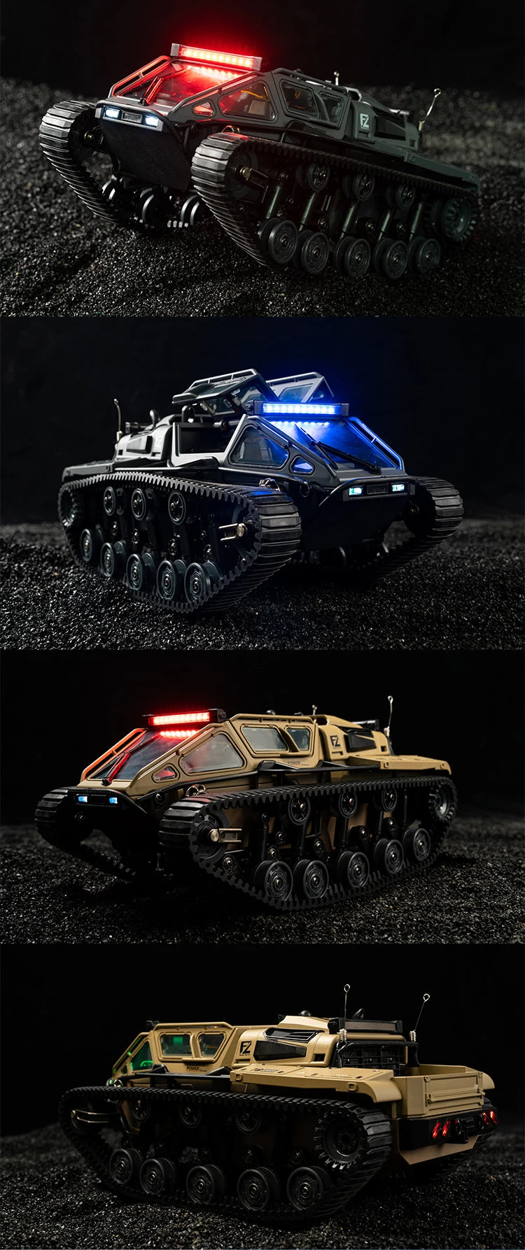 LED Light Full Scale Tracked Tank Simulation Model Toy RC Car Model Drift Remote Control Off-Road Vehicle Boy Gift