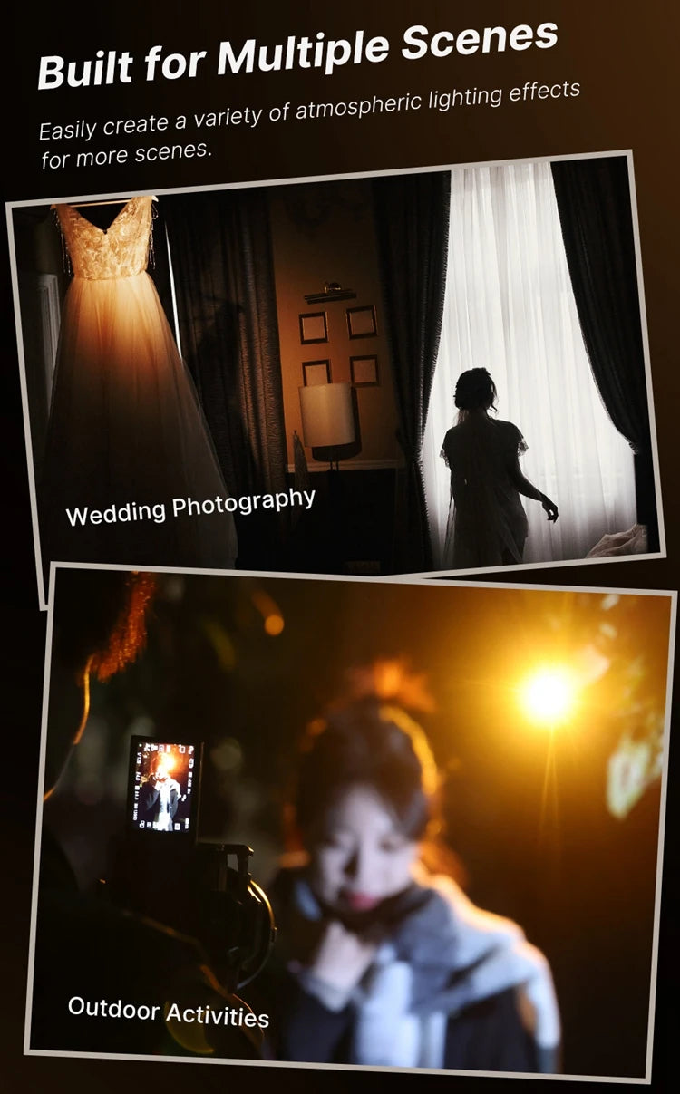LM07 LED Videography Flashlight – Bi-Color, Zoomable Spotlight, Portable Multicolor Fill Light for Photography & Video