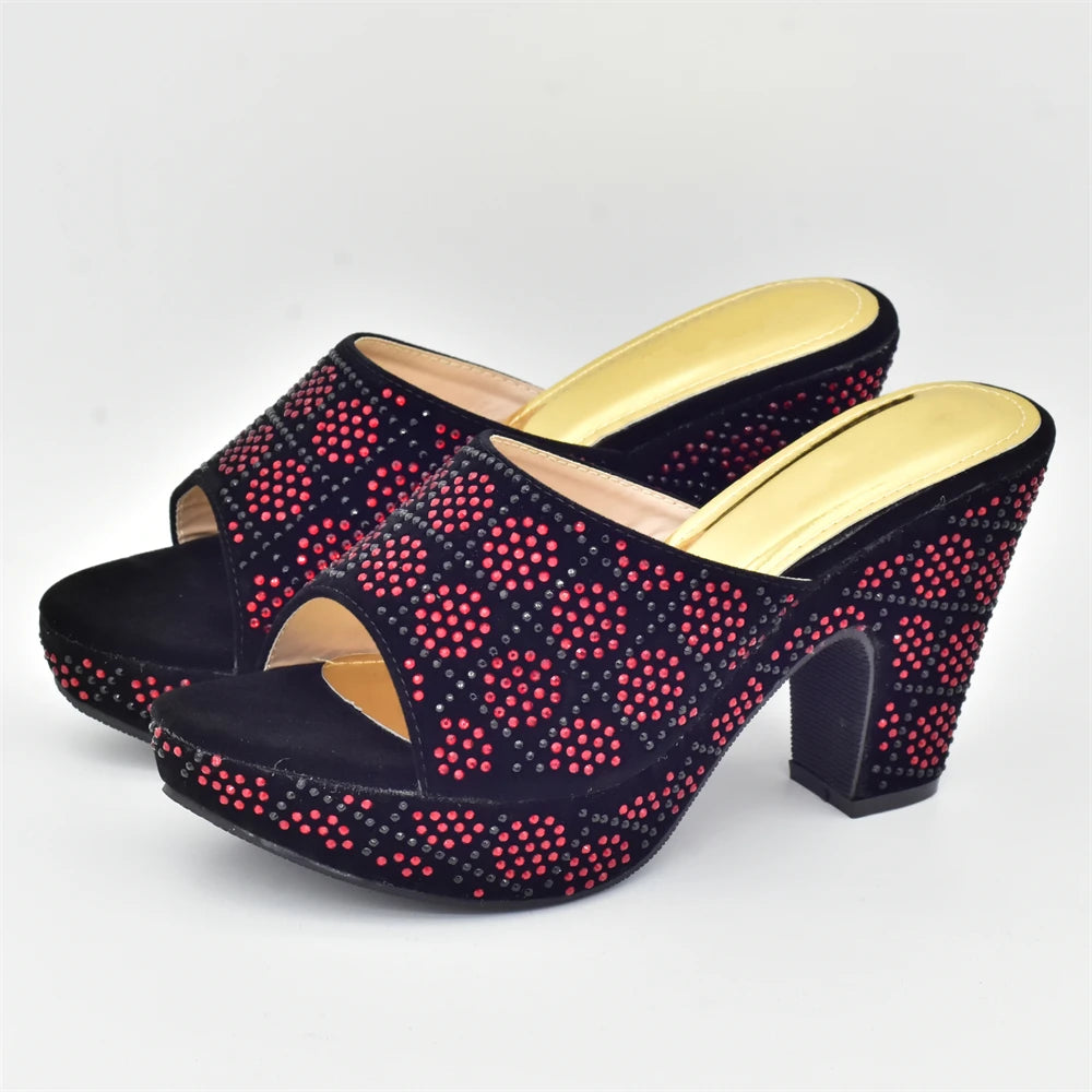 Luxury Designer Shoes Italian Shoe and Bags Matching Set with Rhinestone Women's Shoe New Trend Italy Shoe with Bag Set