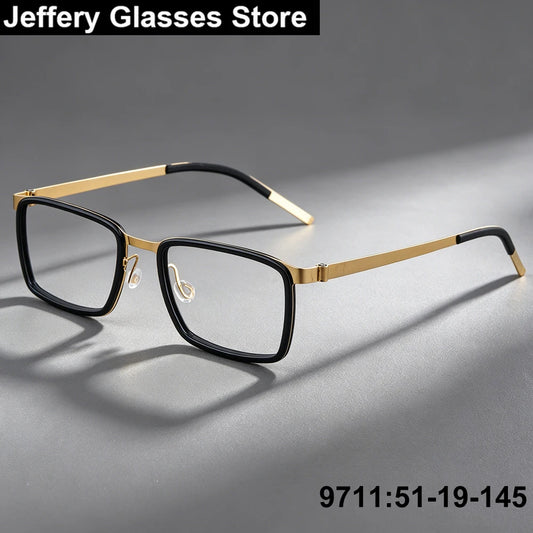Rectangle Titanium Screwless Business Eyeglasses Frame