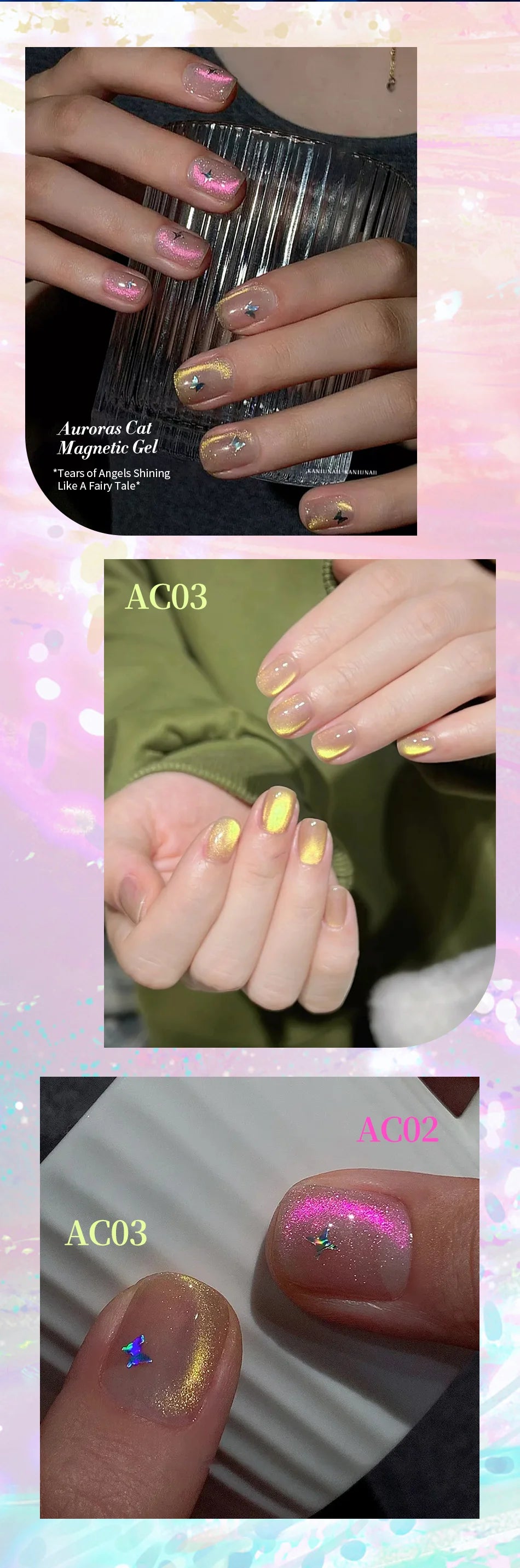 10ml Auroras Cat  Gel Tears of Angels Crystal Shining Like A Fairy Tale Soak Off UV Gel Nail Art Varnish