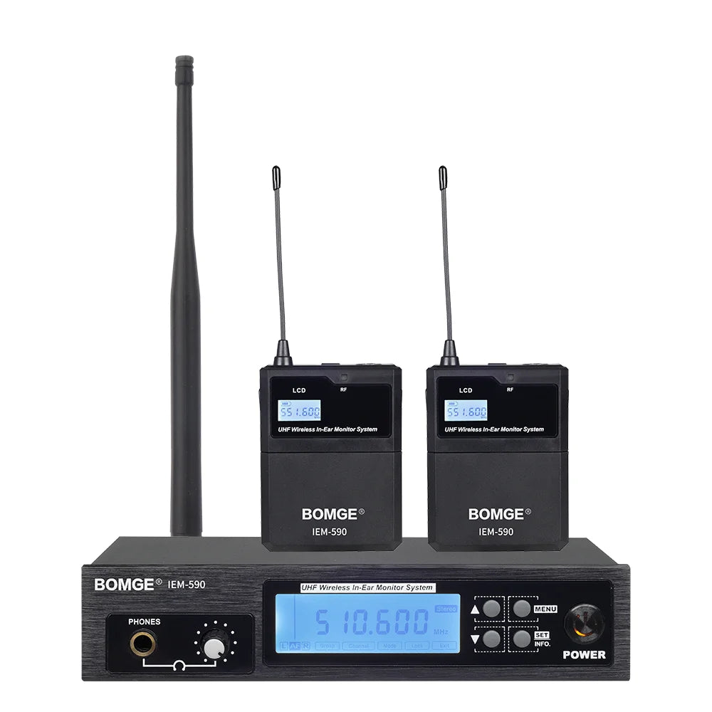 Professional UHF Wireless In Ear Monitor System Rack Mount Stereo Audio Monitoring Kit