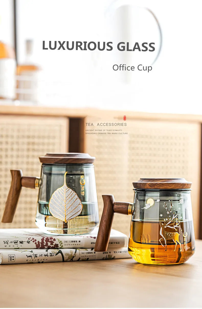 Glass Office Cup With Handle Household Filter Tea Making Cup Tea Separation Mug Modern Light Luxury Simple Water Cup