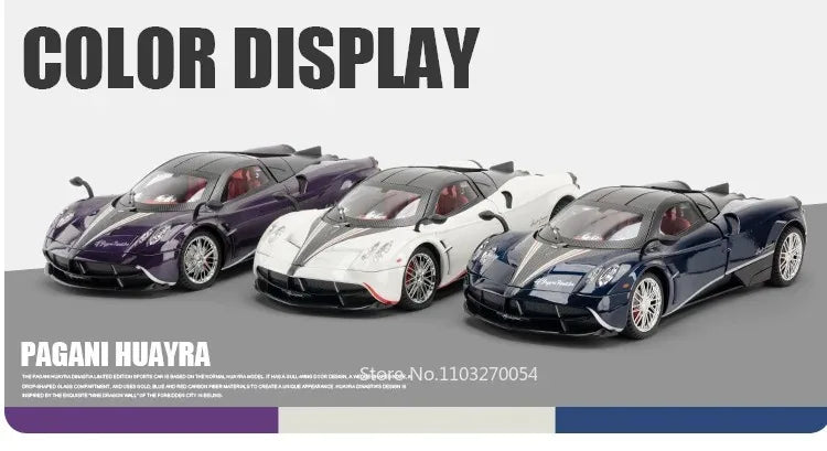 1:18 918 Spyder Martini Pagani Huayra Diecast Alloy Model Toys Car Doors Opened with Sound Light Miniature Vehice Adult Boy Gift