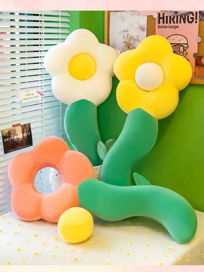 Long Sunflower Plush Body Pillow Cute Large Flower Stuffed Cushion Sofa Decorative Stuffed Body PillowBed Sleeping Back Cushion