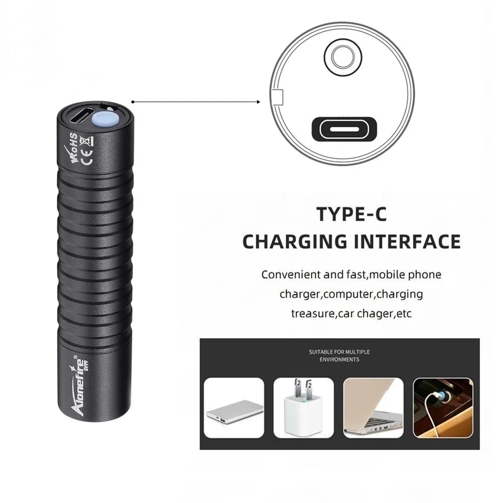 5W 395nm UV Rechargeable Mini Blacklight Flashlight