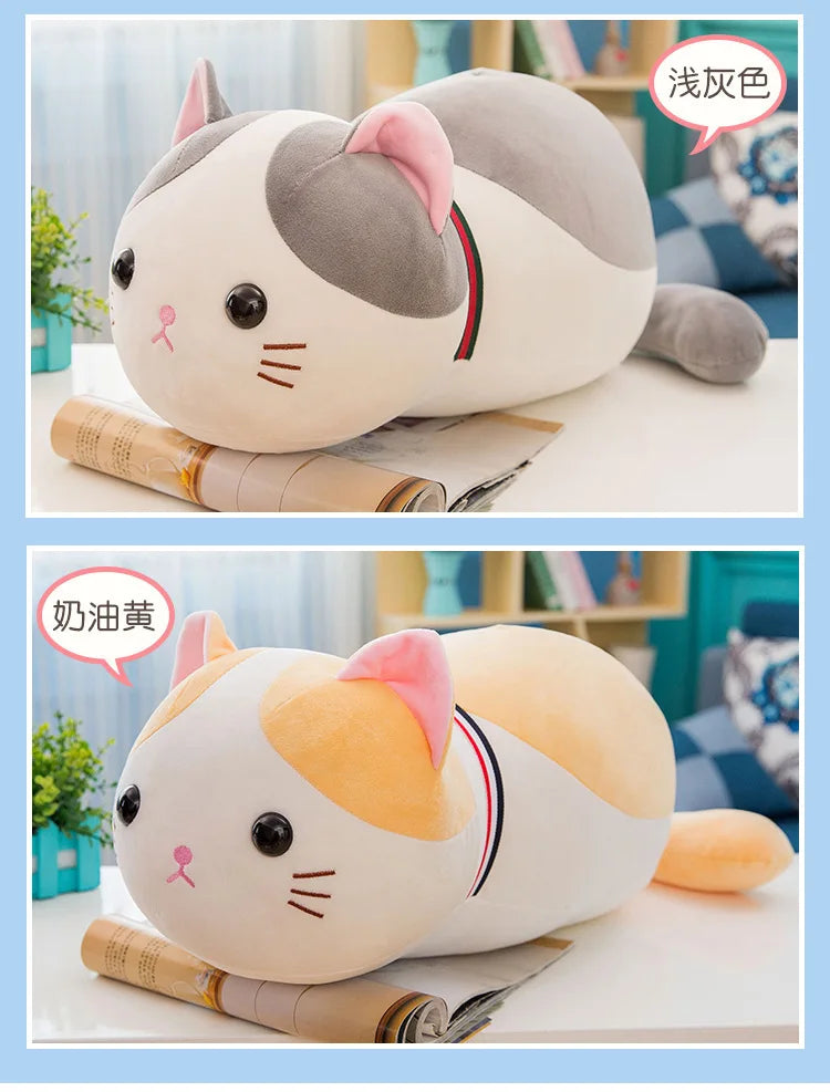 Kawaii Plush Toy Cute Cat Pillow Stuffed Doll Soft Cuddly Animal for Kids Birthday Gift Perfect Sleep Companion and Pet Style