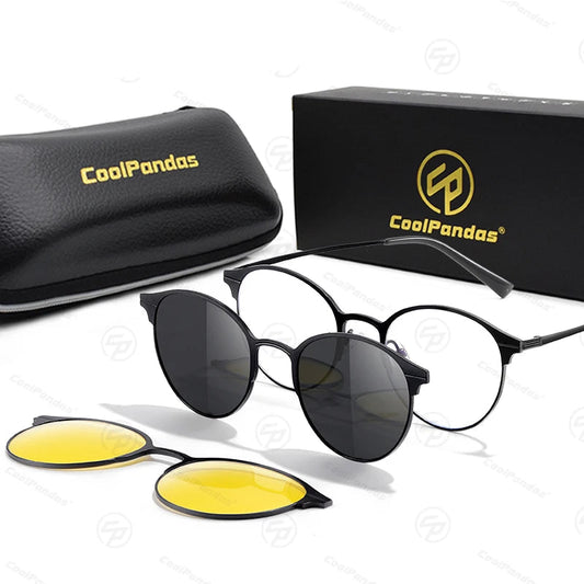 Round Magnetic Clip On Polarized Sunglasses UV400 Anti Blue Light Computer Glasses for Men Women