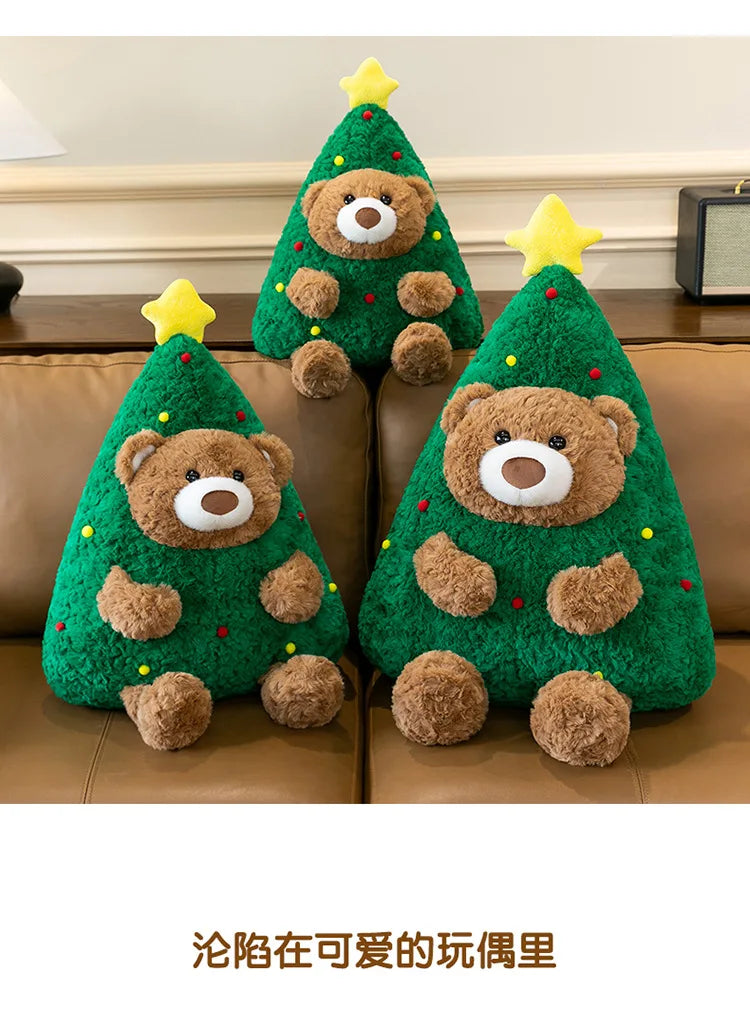 Cute Christmas Bear Plush Stuffed Doll Pillow Toy