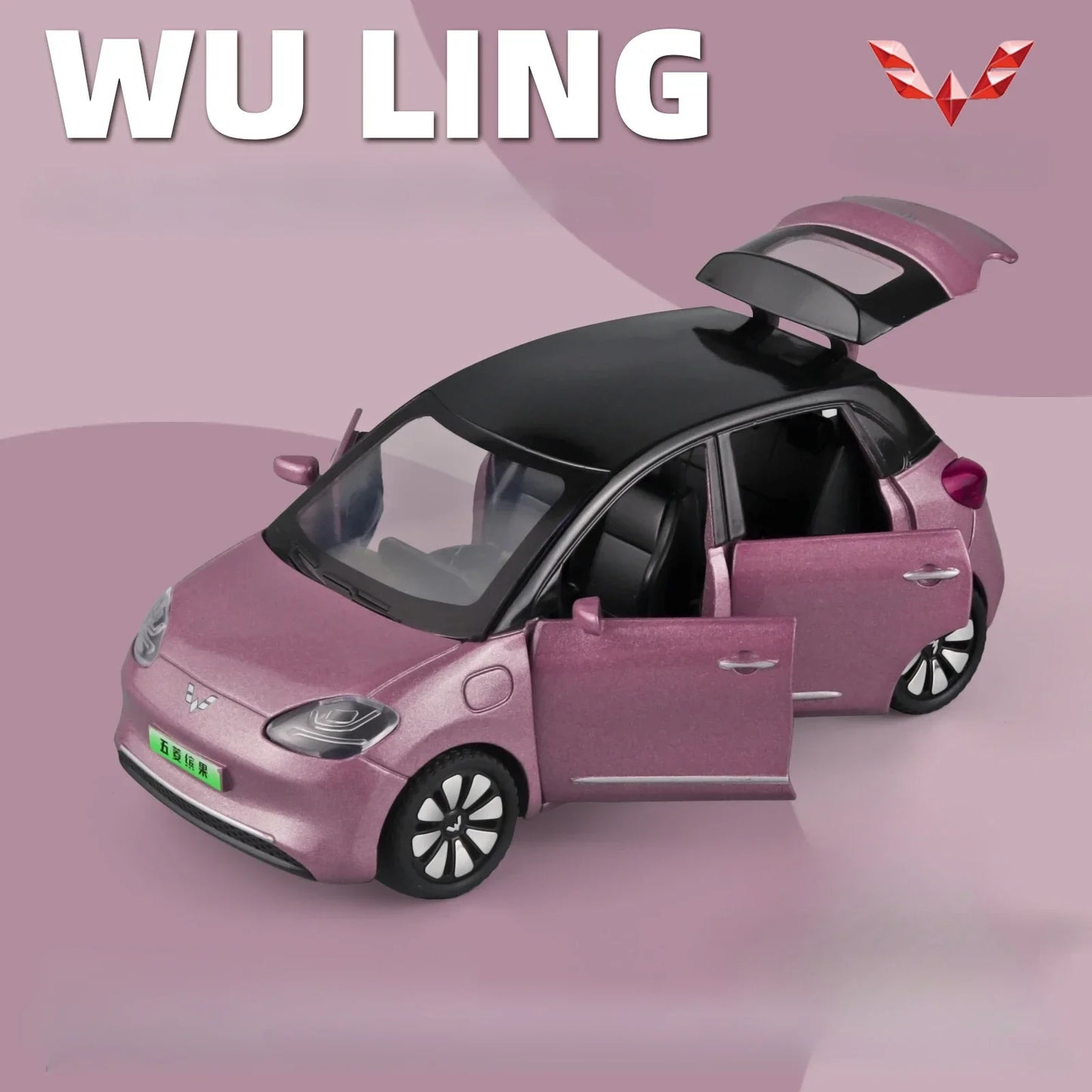 1/32 New Energy Electric Car Model Toy Wuling Binguo Alloy Diecast Vehicles with Sound Light Collection Toys