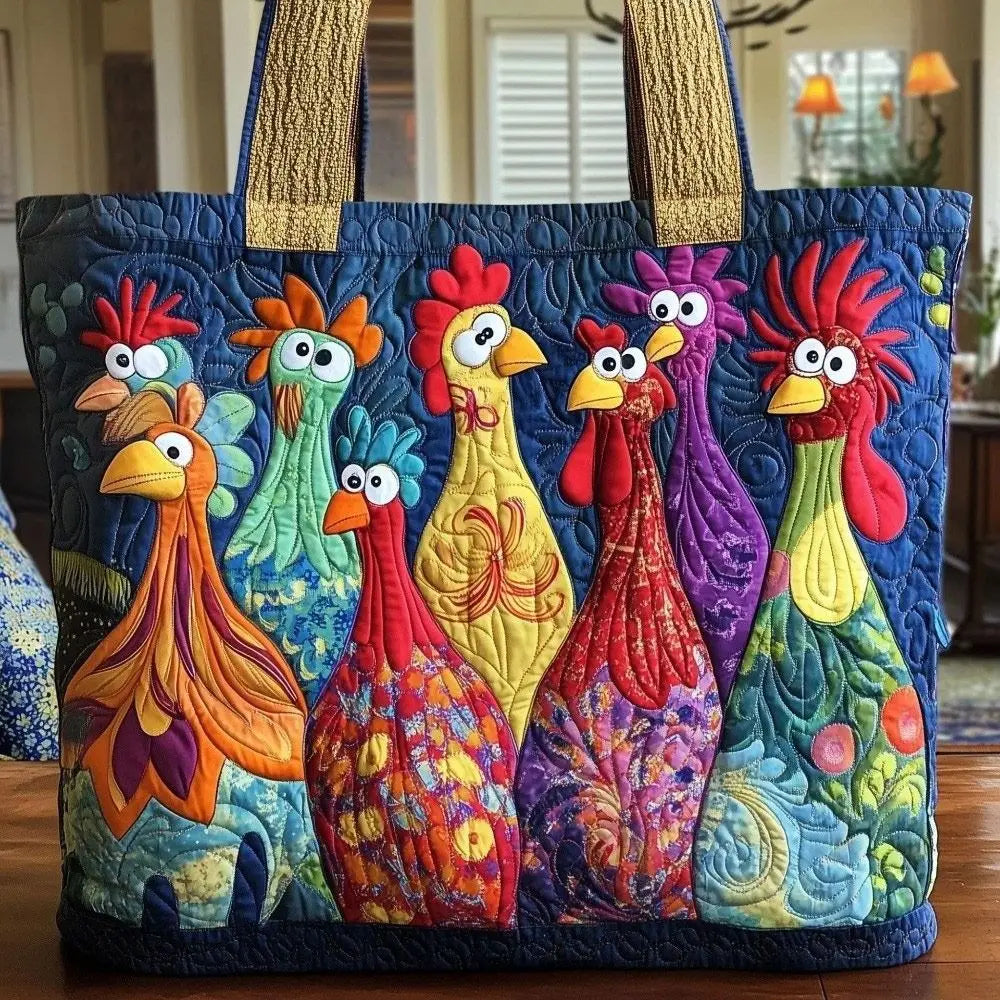 Vintage Quilted Tote Bag Large Capacity 3D Printed Shoulder Handbag
