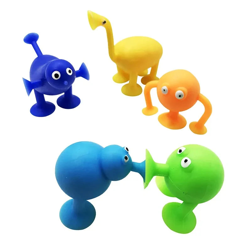 Soft Silicone Building Blocks Toy Animals Shape Suction Cup Bath Toys Parent- Interactive Games Stress Relief Toys