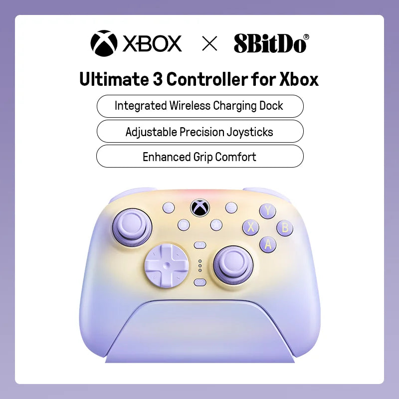 Wireless Gaming Controller with Adjustable TMR Joysticks for Xbox and PC Lavender