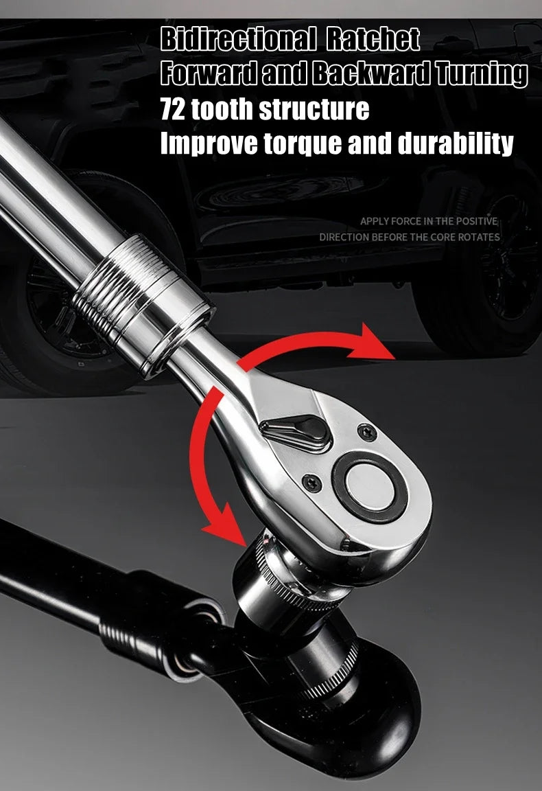 Telescopic Socket Ratchet Wrench for Automotive Repair Adjustable Head Ratchet Set 72 Tooth Quick Release Wrench Manual Tool