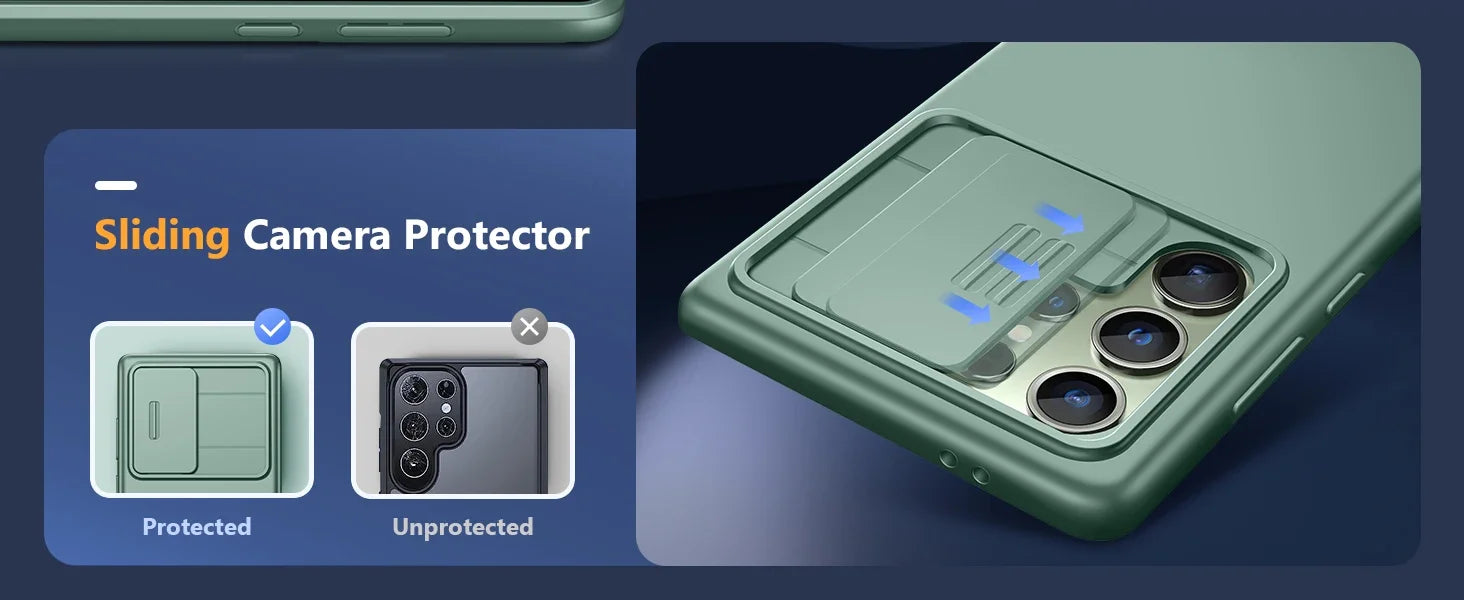 For Samsung Galaxy S24 Ultra Case with Camera Cover Screen Protector Military Drop Protection Shockproof Slim Matte Phone Case