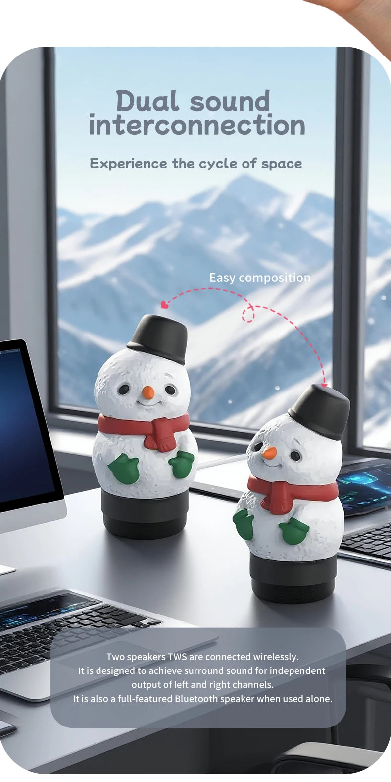 Outdoor Home Restaurant Snowman Atmosphere Night Light Christmas Decoration with Bluetooth V5.3 Speaker