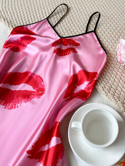 printed camisole pajamas summer thin silk camisole nightdress