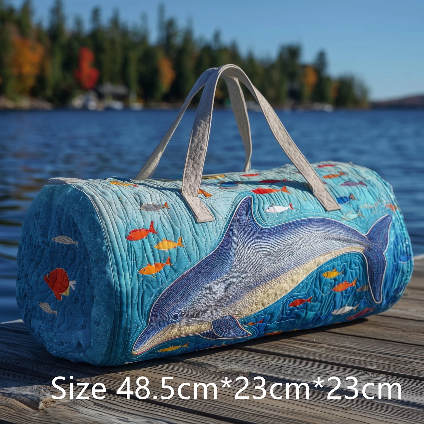 Trendy Handmade Quilted Fishing Gear Bag Bass Fish 3D Printed Duffle Bag Weekender Bag for Men Fisherman Gift Outdoor Adventures