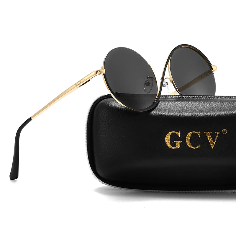 Round Frame Punk Style Women Sunglasses UV400 Anti-Reflective Fashion Eyewear Alloy Frame