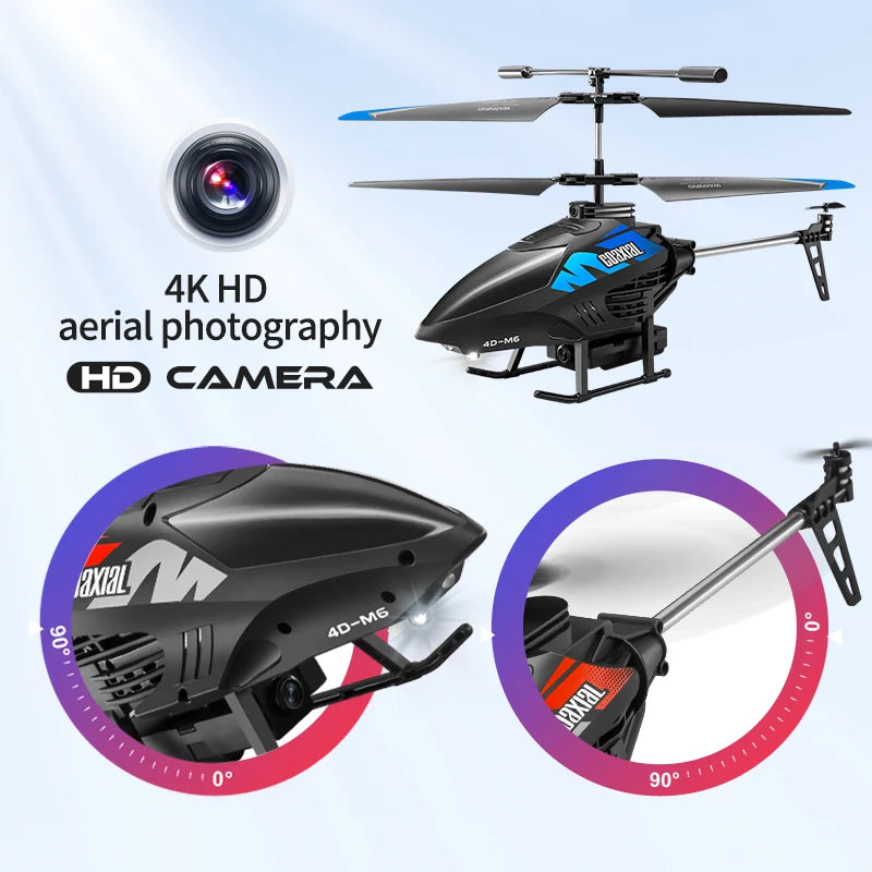 4DRC M6 Remote Control RC Helicopter with 4K Camer Altitude Hold Drone 2.4GHZ 4CH Aircraft for Adults Birthday Gifts Toys