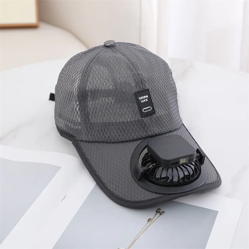 Mesh Solar Fan Baseball Cap With Adjustable Fit
