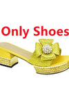 Nigerian Italian Shoes and Bags Set Decorated with Rhinestone Luxury Shoe and Bag Set for Party in Women