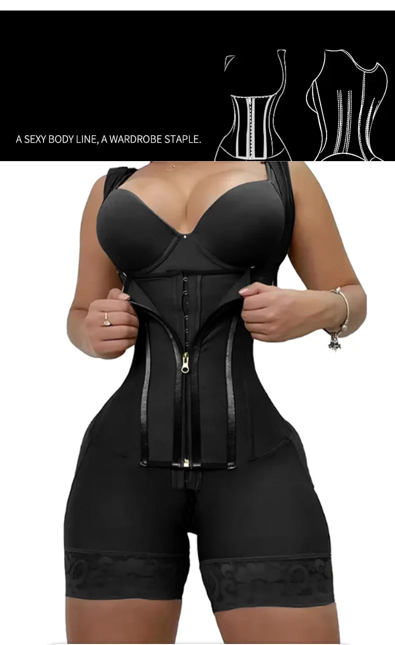 Body Shaper Women Colombian Fajas Shapewear Bodysuit 9-bone High Compression Girdles Double Tummy Control Full Body Open Crotch