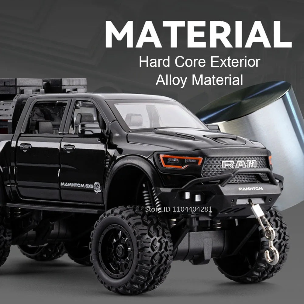 1:24 Mammoth F-150 Raptor Diecast Alloy Model Toy Car Doors Opened Sound Light Pull Back Miniature Vehice Adult Boy Fashion Gift