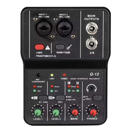 2 Channel USB Audio Interface Mixer With 48V Phantom Power For Recording Studio
